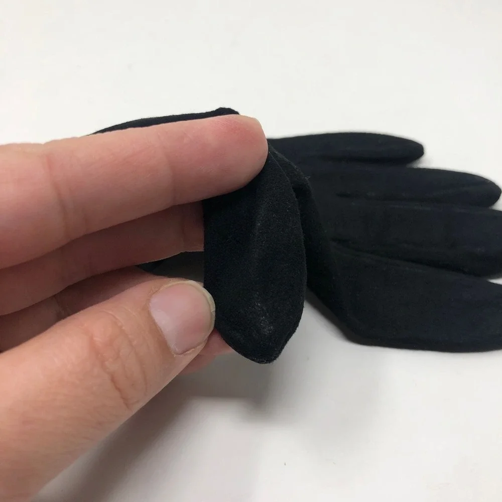 Vintage Valentino Suede Night Gloves Womens 6.5 Silk Lining Black